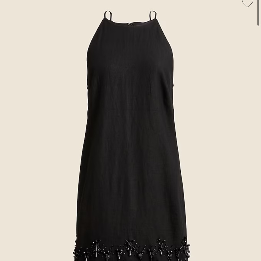 J. Crew Black Halter Dress with Beaded Hem